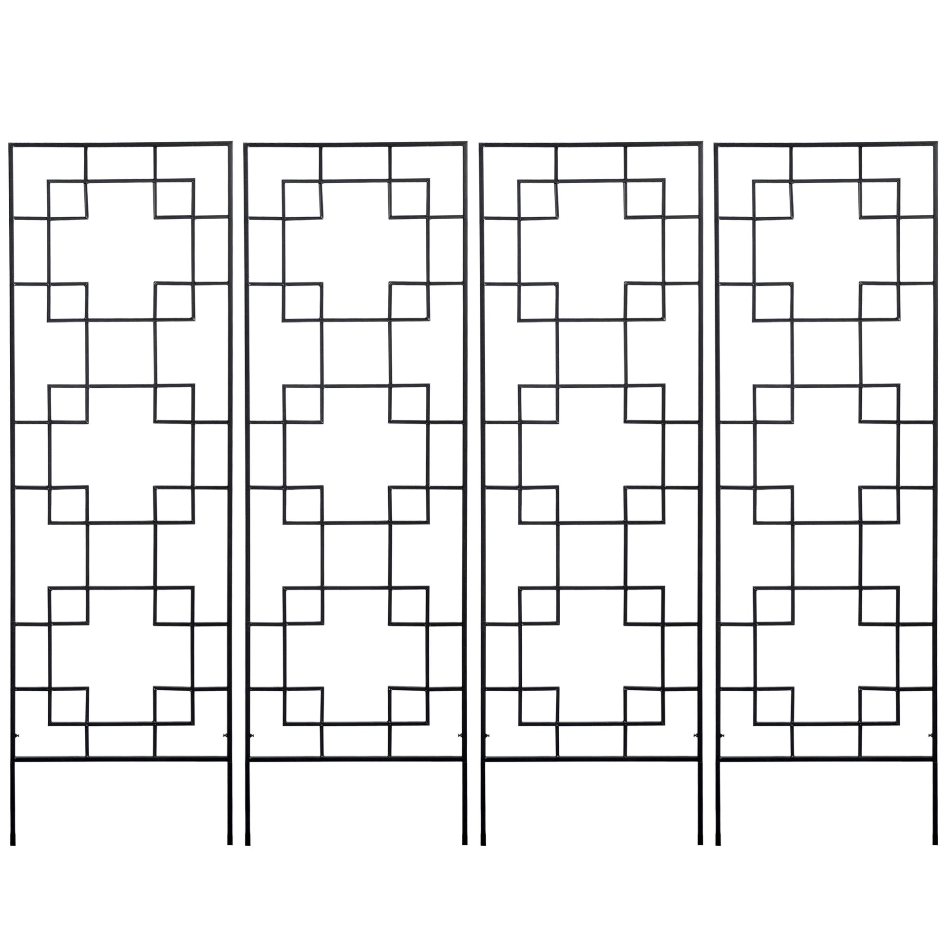 4 Pack Garden Trellis for Climbing Plants, Outdoor Metal Grid Panels for Roses, Vine Flower, Cucumber, Clematis, 72" Tall