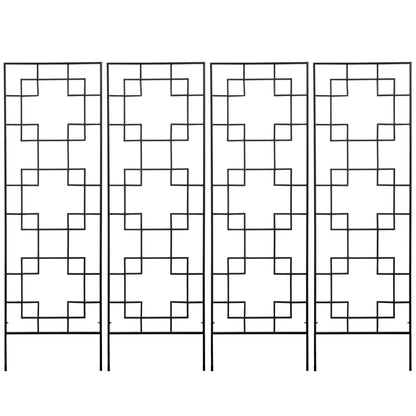 4 Pack Garden Trellis for Climbing Plants, Outdoor Metal Grid Panels for Roses, Vine Flower, Cucumber, Clematis, 72" Tall