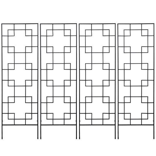 4 Pack Garden Trellis for Climbing Plants, Outdoor Metal Grid Panels for Roses, Vine Flower, Cucumber, Clematis, 72" Tall