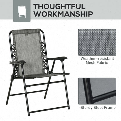 2 Pieces Outdoor Folding Patio Chair Set, Portable Camping Chairs with Armrests for Garden, Patio, Pool, Beach, Grey