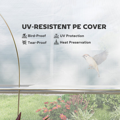 19.5' x 10' x 6.6' Tunnel Greenhouse Outdoor Green House with Roll-up Mesh Sidewalls, Mesh Door, Galvanized Steel, Wind Resistant, White