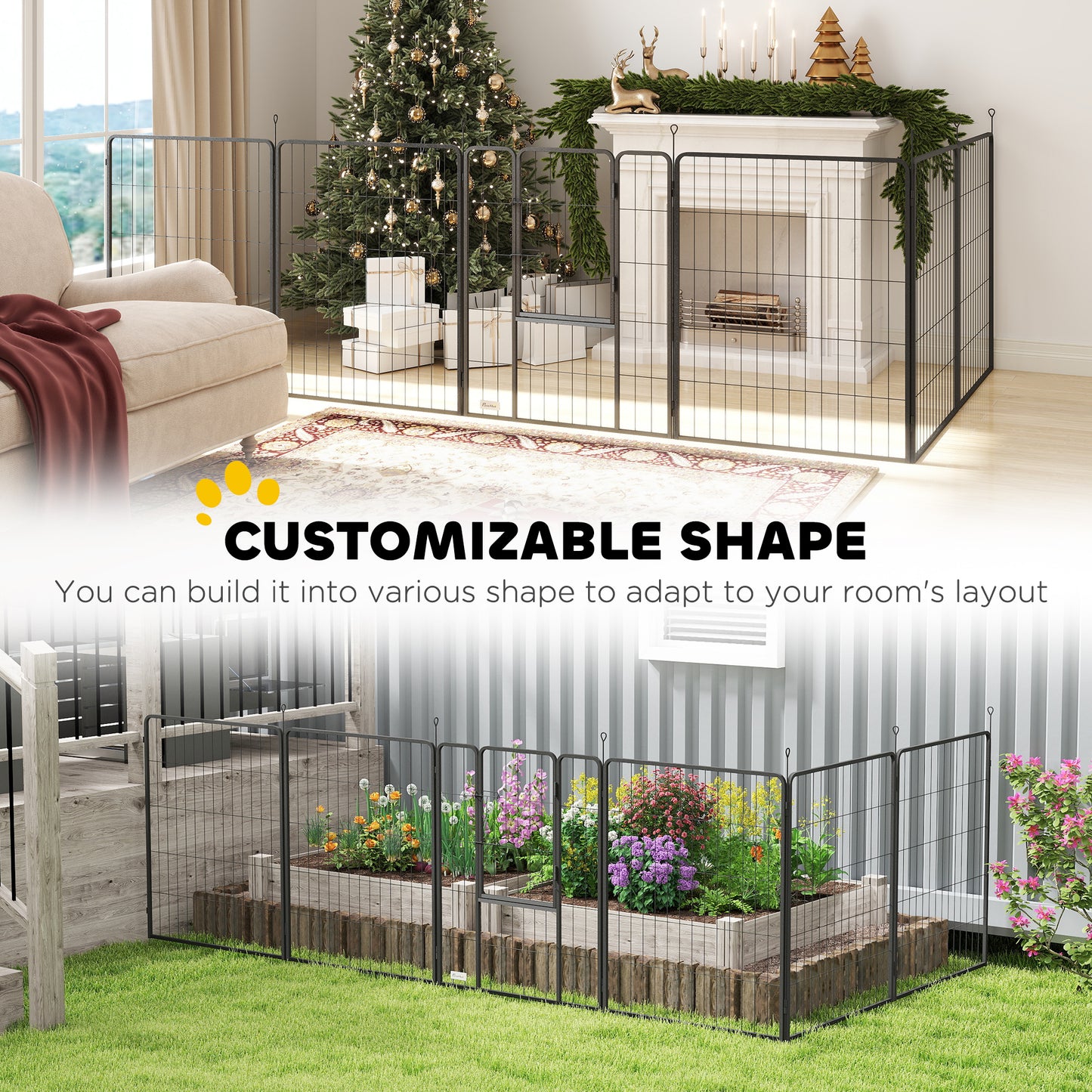 Heavy Duty Dog Playpen with Door for Large Dogs, 6 Panels, 39"H