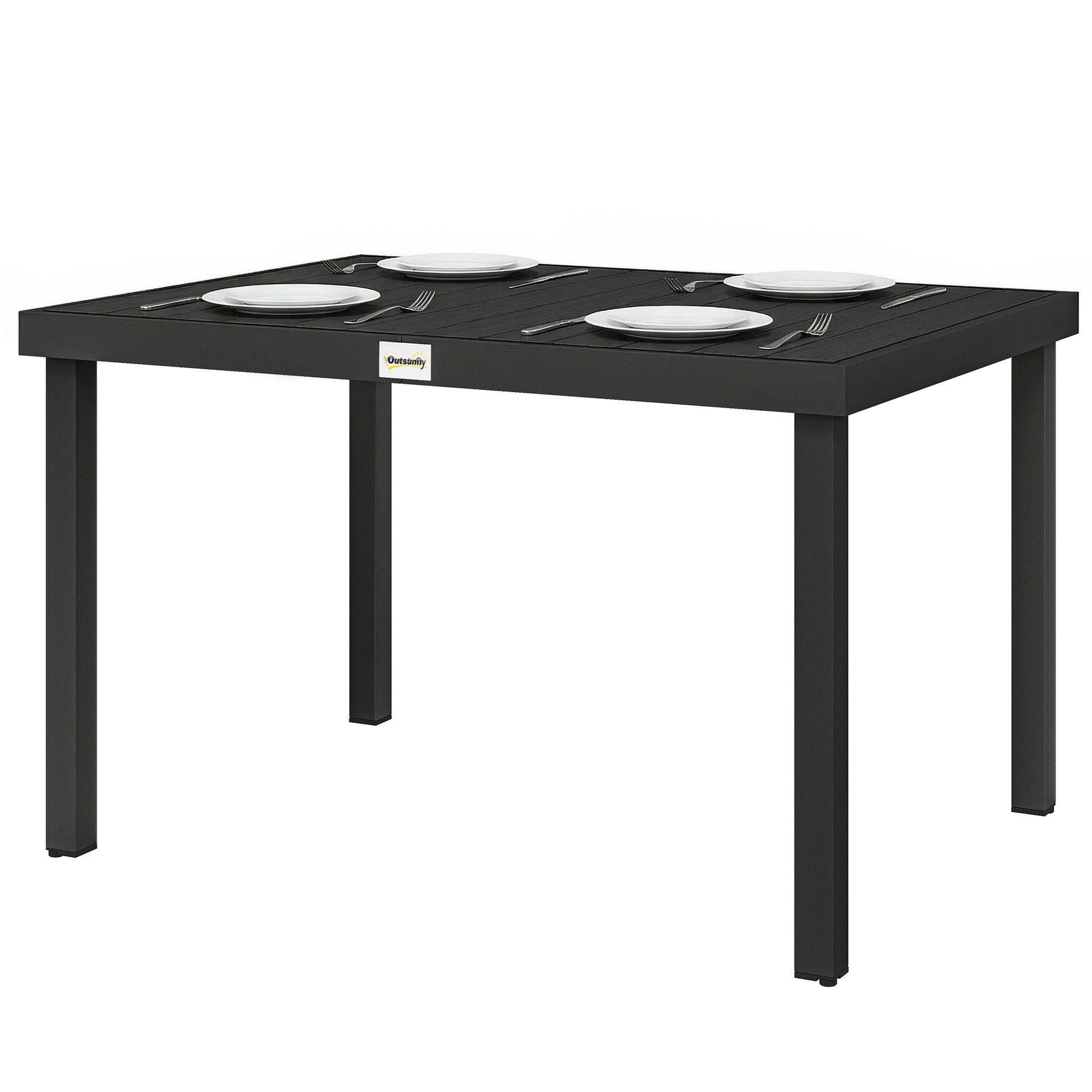 Aluminum Outdoor Dining Table for 6, Patio Rectangular Table, 47.2" x 35.4" x 29.1", Black
