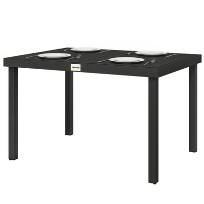 Aluminum Outdoor Dining Table for 6, Patio Rectangular Table, 47.2" x 35.4" x 29.1", Black