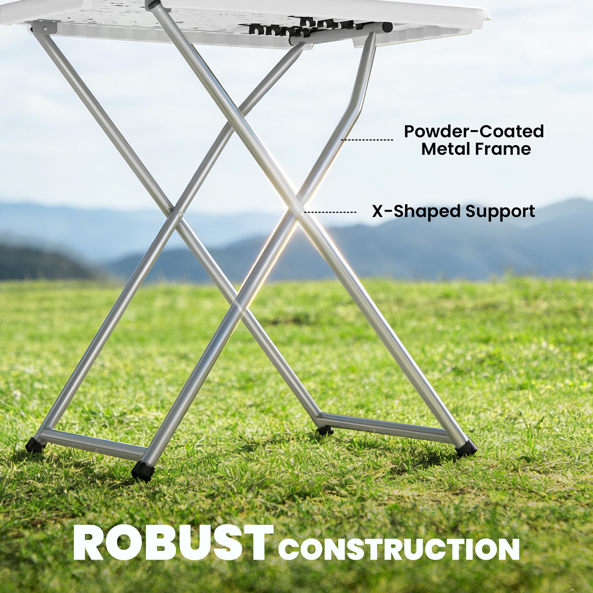 Folding Picnic Table 5-Level Height Adjustment, Portable Camping Table for Outdoor Indoor Use 30" x 20", White
