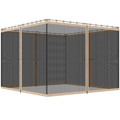 Replacement Mosquito Netting for Gazebo 12' x 12' Black Screen Walls for Canopy with Zippers, Beige