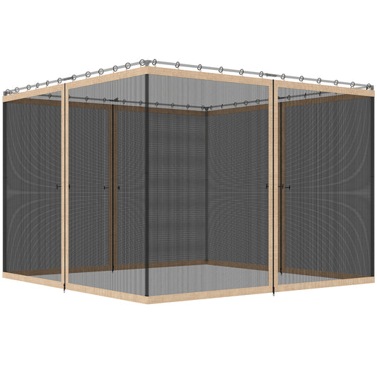 Replacement Mosquito Netting for Gazebo 12' x 12' Black Screen Walls for Canopy with Zippers, Beige