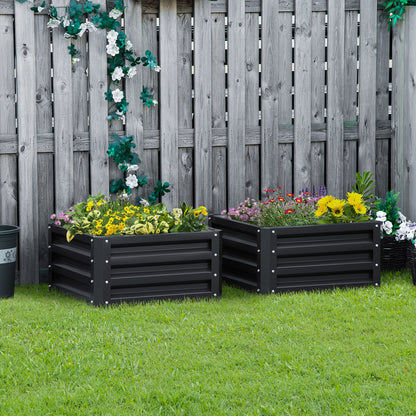 2' x 2' x 1' 2-Pieces Raised Garden Bed with Galvanised Steel Frame for Vegetables, Flowers, Herbs, Grey