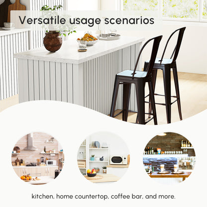 Swivel PU Leather Barstools Set of 2 Adjustable Bar Stools with Footrest Back for Kitchen Counter Dining Room White