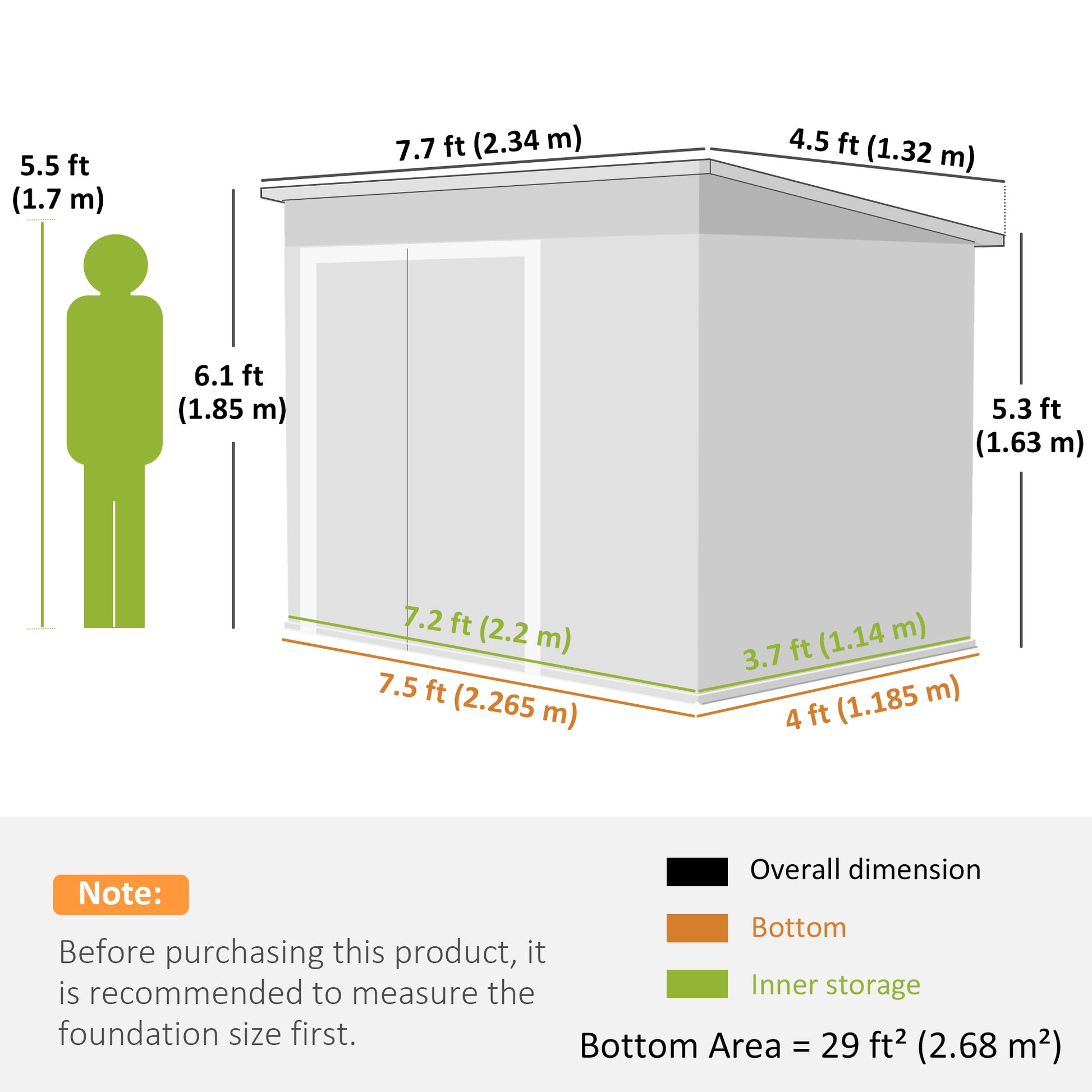7.5' x 4.3' Outdoor Storage Shed, Waterproof Metal Garden Shed with Lockable Doors, for Backyard, Lawn, Patio, Dark Grey