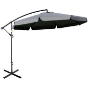 11FT Offset Hanging Patio Umbrella Cantilever Umbrella with Easy Tilt Adjustment, Cross Base and 8 Ribs for Backyard, Poolside, Lawn and Garden, Dark Grey