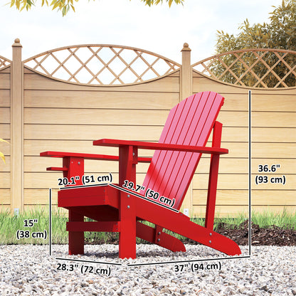Classic Adirondack Chair, Muskoka Chairs, Garden Deck Chair with Cup Holder for Patio, Indoor, Backyard, Red