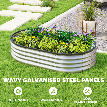 Galvanized Raised Garden Bed, 5 x 3 x 1 ft Modular Metal Garden Beds with Rubber Strip Edging, Silver