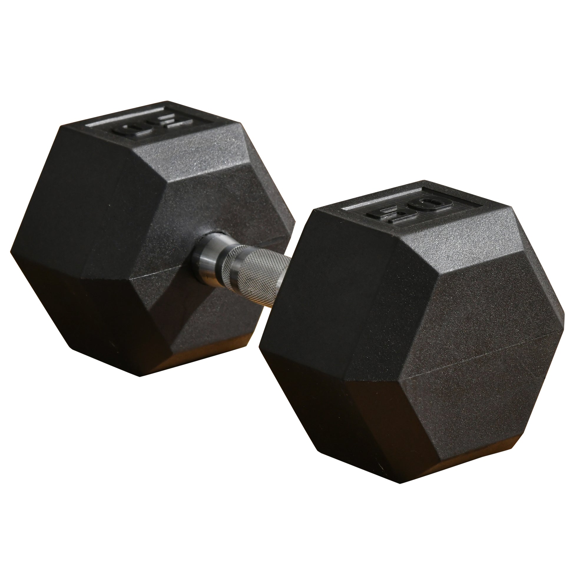Soozier 50lbs Rubber Hex Dumbbell, Weight Dumbbell Hand Weight Barbell for Body Fitness Training for Home Office Gym, Black