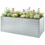 5' x 3' x 2' Raised Garden Bed, Galvanized Planter Box for Growing Flowers, Herbs and Vegetables, Silver