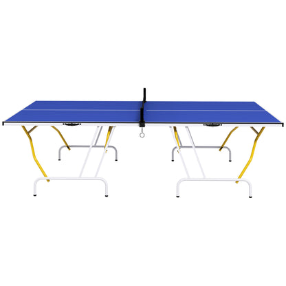 Soozier 9' x 5' Full Size Table Tennis Table, Folding Ping Pong Table with Paddles and Balls, Blue