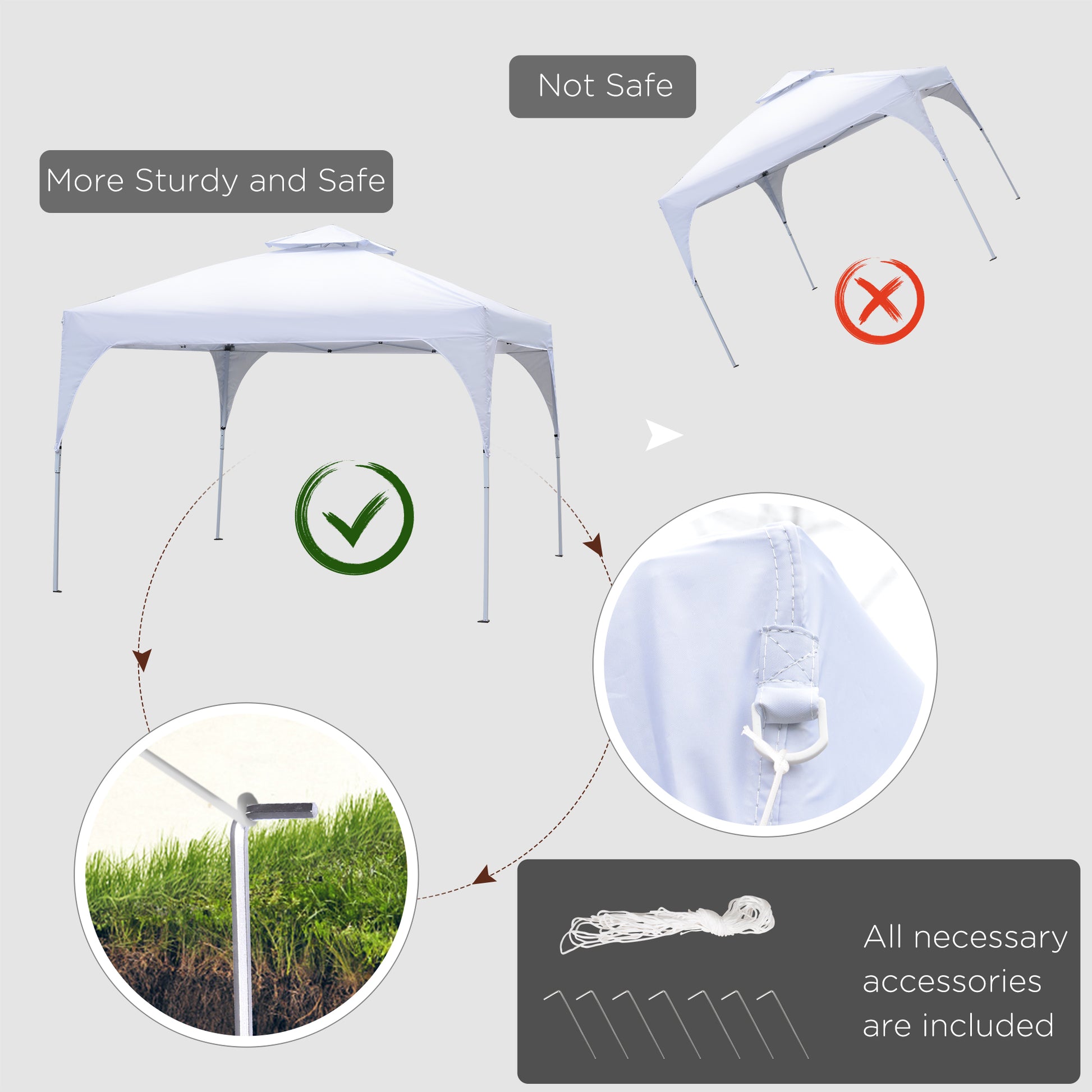 10'x10' Pop Up Canopy, Easy Set Up Party Tent with 2 Tier Vented Roof and Carrying Bag for Outdoor, Garden, Camping, White