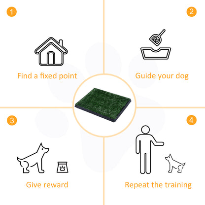 Dog Grass Pad with Tray, Artificial Grass for Dogs, Doggy Bathroom Toilet Potty Tray Indoor Outdoor Puppy Potty Training (51 x 63 CM)