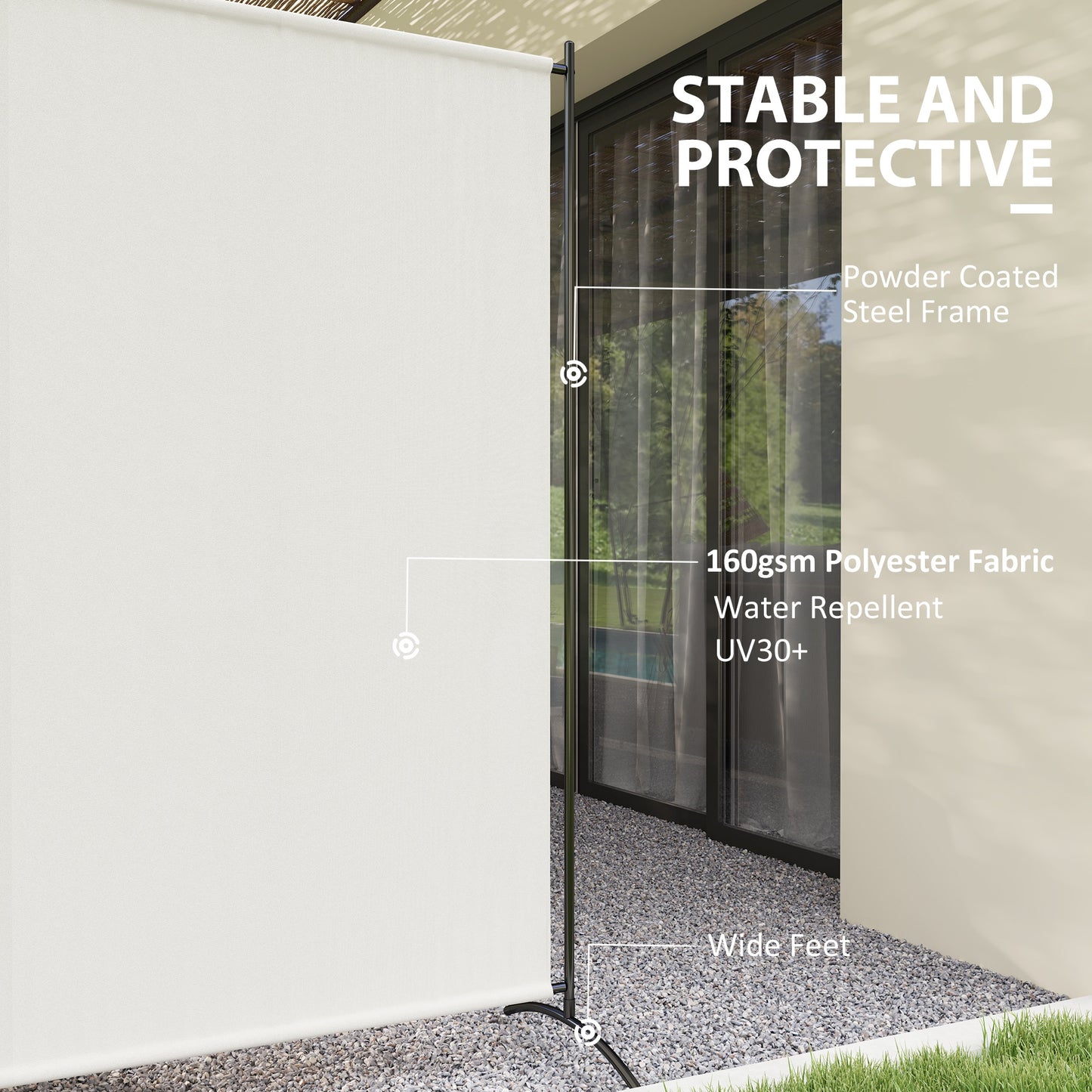 Single Panel Room Divider, UV30+ Privacy Screen, Indoor Outdoor Privacy Panel with Stable Base, Beige
