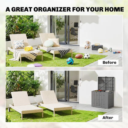 30 Gallon Resin Deck Box, Lockable Outdoor Storage Box, Splash-Resistant & UV Resistant Patio Storage Container