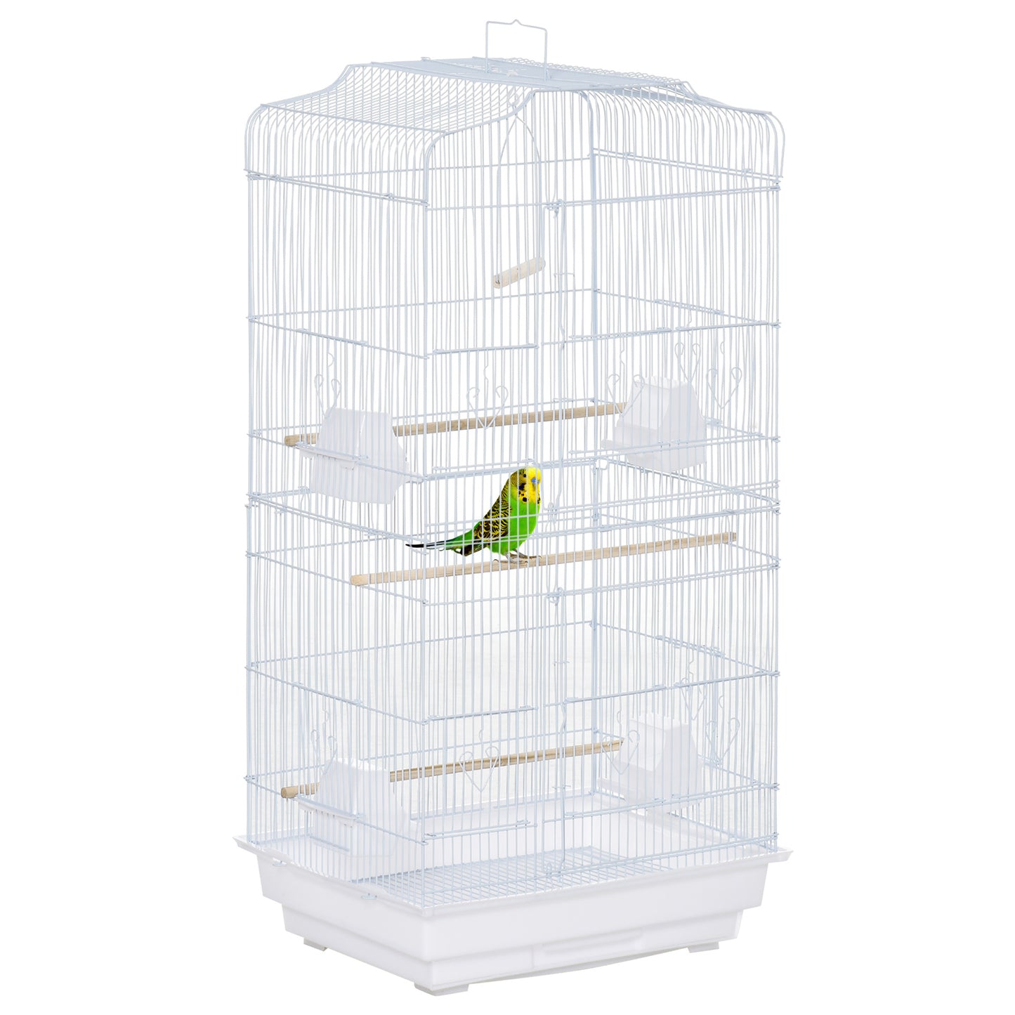 36" Bird Cage, Macaw Play House, Cockatoo, Parrot, Finch Flight Cage, 2 Doors, Perch 4 Feeder Pet Supplies, White