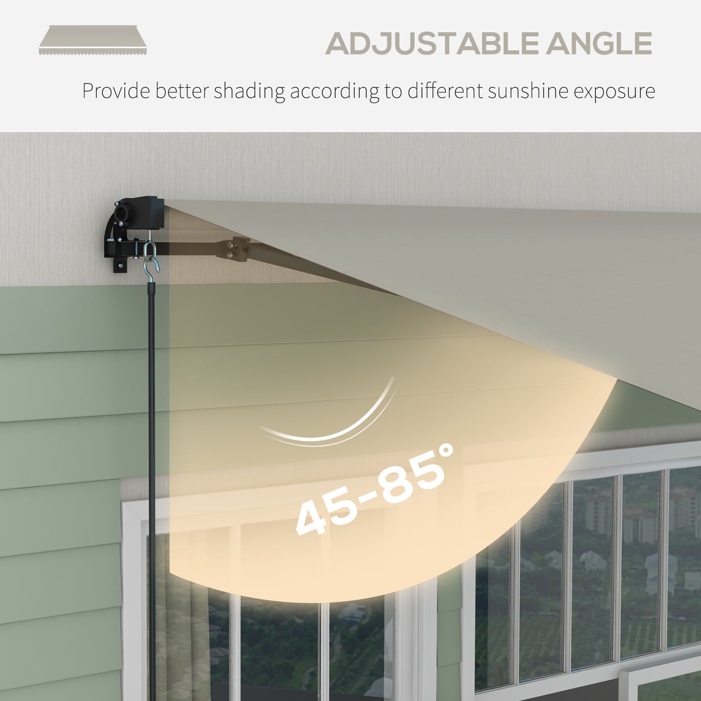 13' x 10' Retractable Awning, UV 30+ Resistant Sunshade Shelter with Adjustable Angle from 45-85°, Light Grey