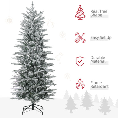 6' Pre Lit Arctic Fir Artificial Flocked Christmas Trees, with Snow Branches, Warm White UL Listed Clear Lights