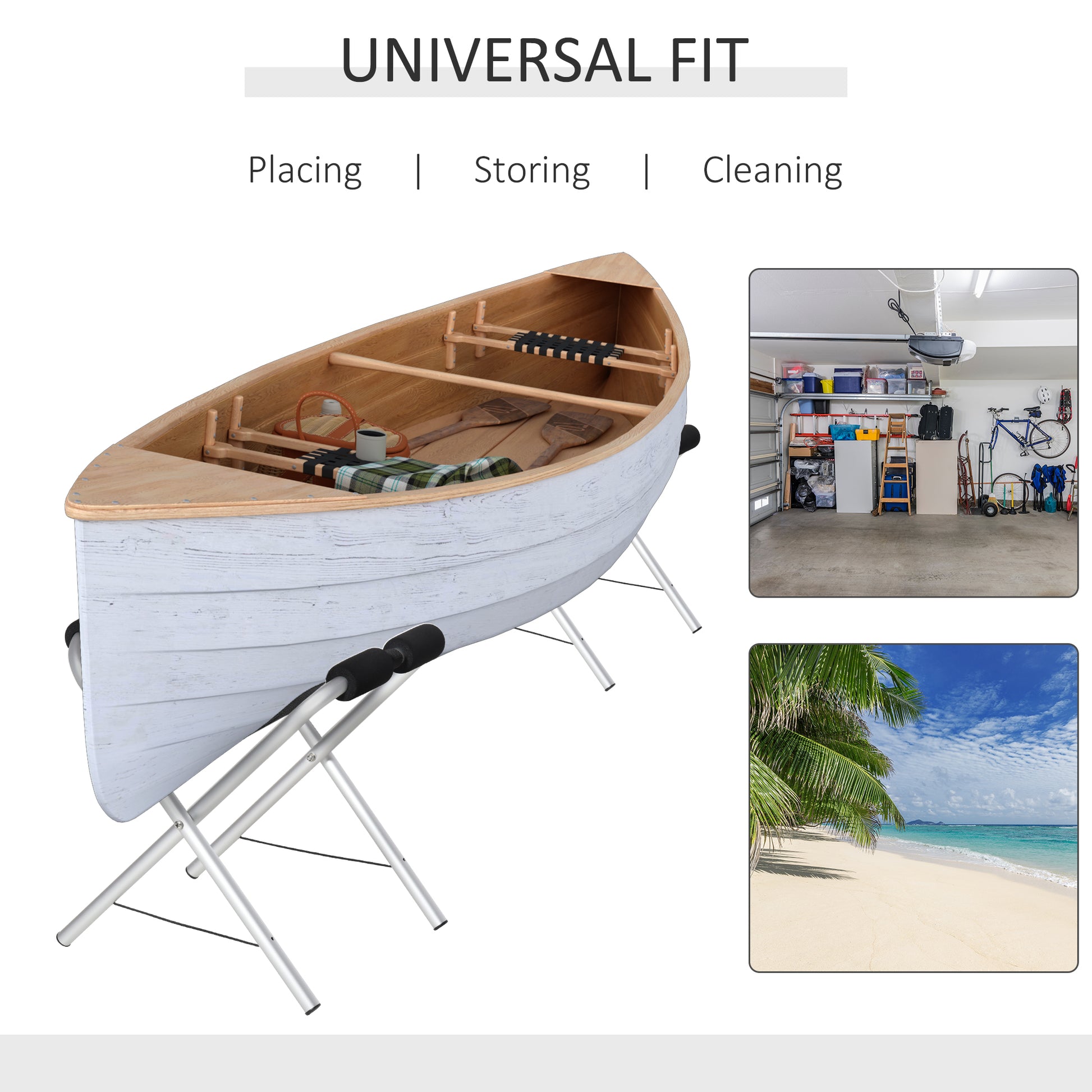 Soozier 2 Pieces Universal Kayak Storage Stand & Rack for Cleaning, Storing, & Maintenance with Aluminum Frame & Folding Design