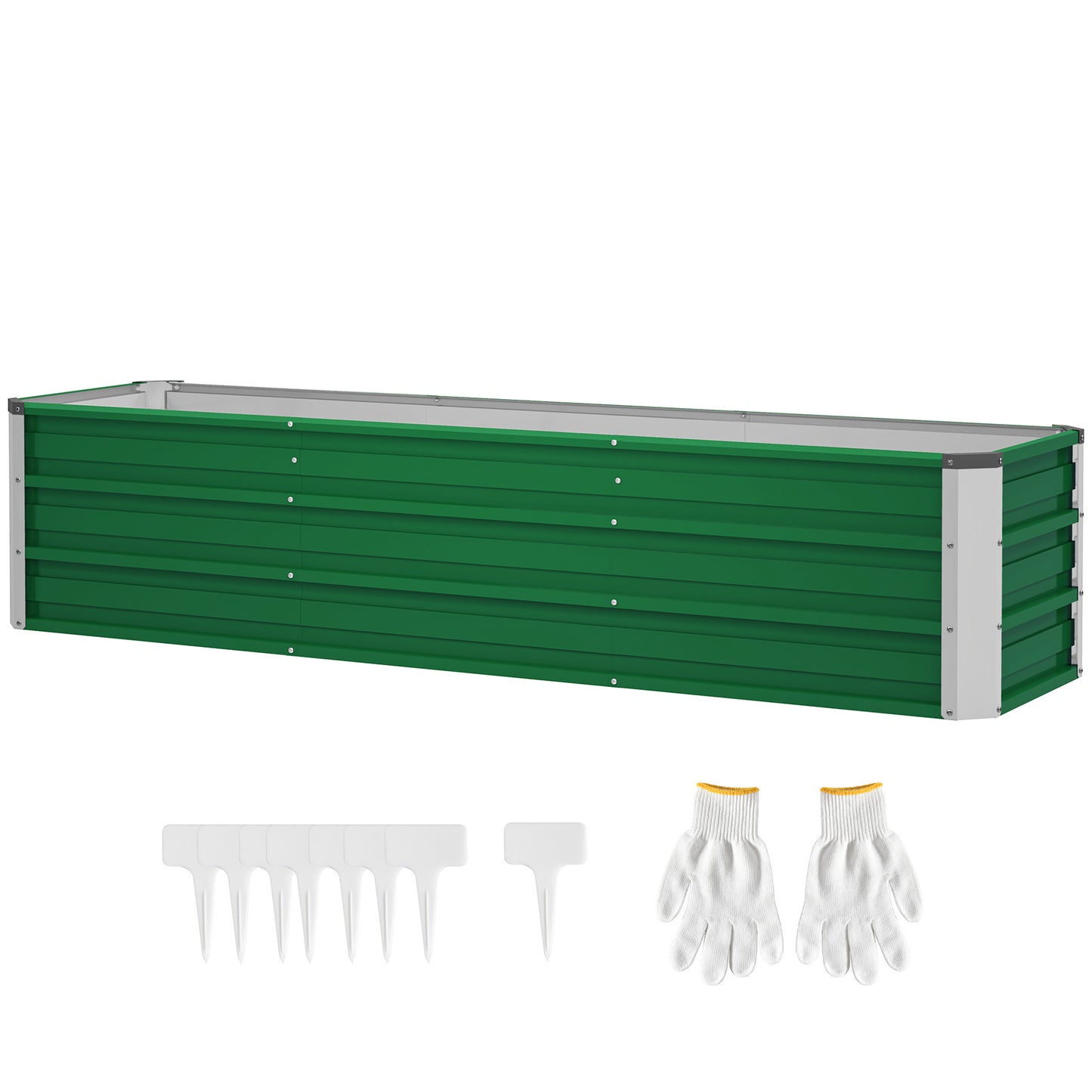 6' x 1.5' x 1.3' Galvanized Raised Garden Bed, Elevated Large Metal Planter Box w/ Install Gloves for Backyard, Patio to Grow Vegetables, Herbs, and Flowers, Green