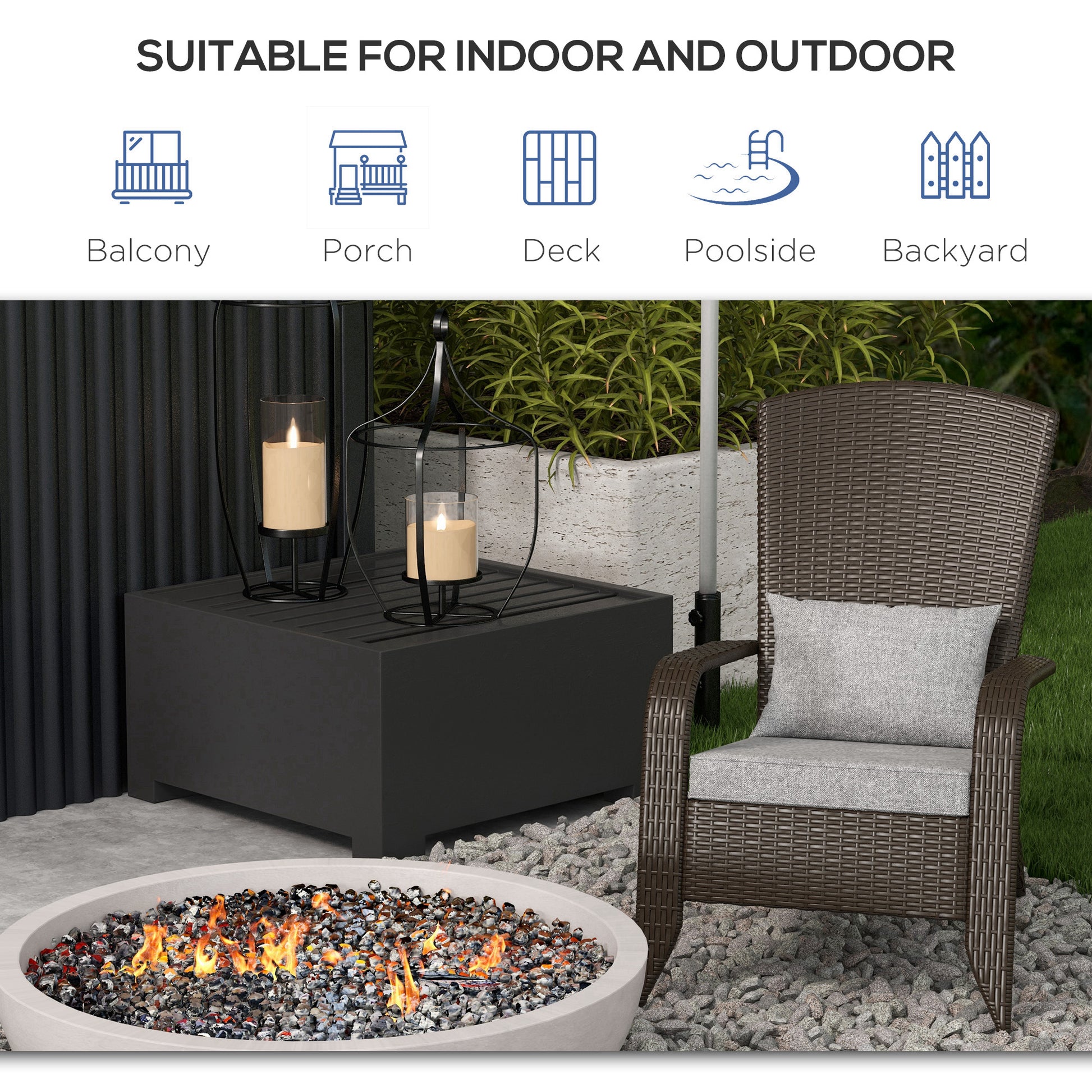 Patio Wicker Adirondack Chair, Outdoor Rattan Muskoka Chair with Cushions for Patio, Garden, Backyard, Grey