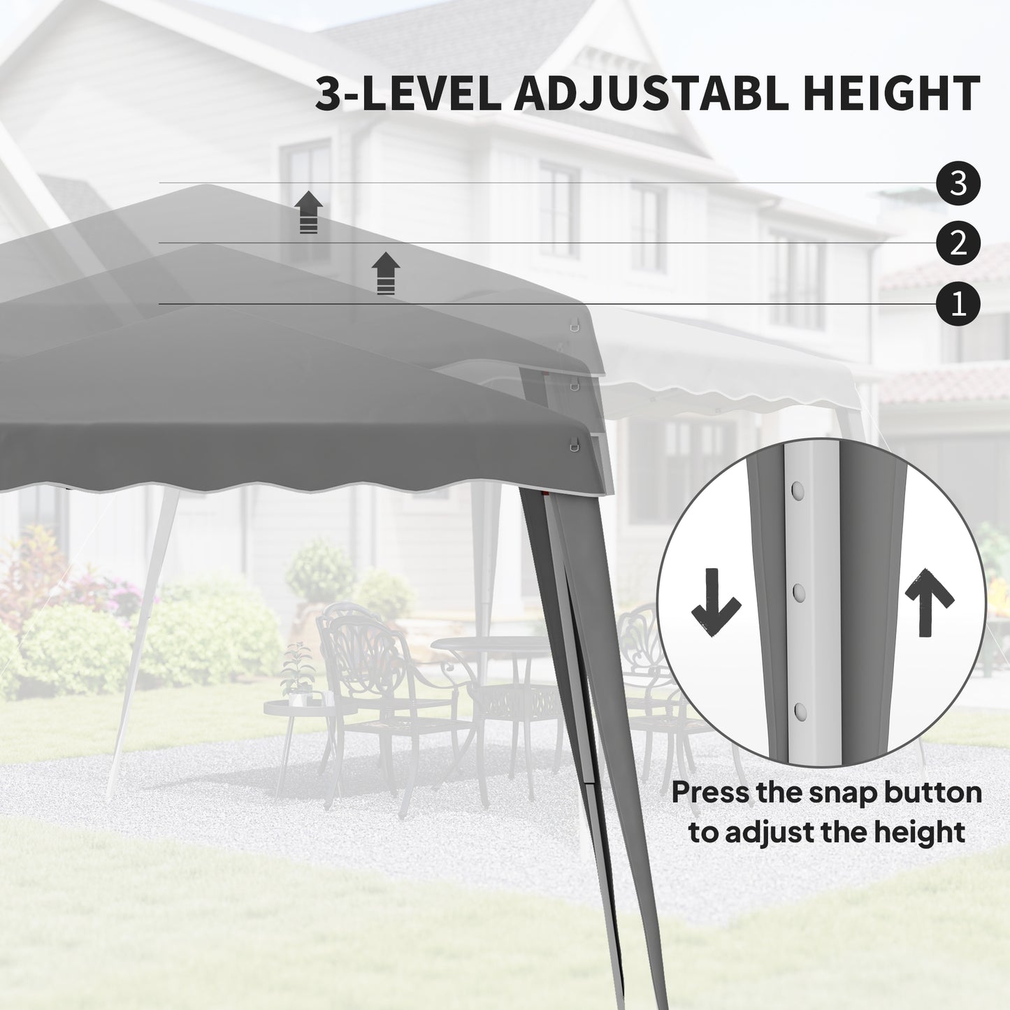 8' x 8' Pop Up Canopy, Outdoor Foldable Tent, Portable Canopy Tent with Carrying Bag for Camping, Party, Picnic, Grey