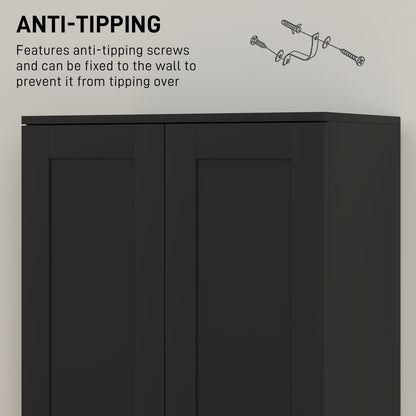69" Tall Pantry Cabinet with Adjustable Shelves, Modern Kitchen Pantry Cabinet with Soft Close Doors, Black