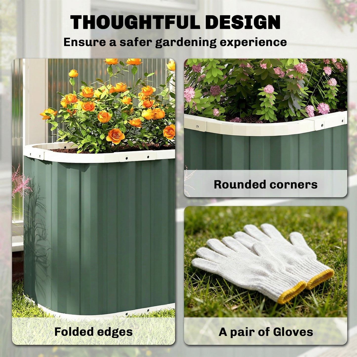 Galvanized Raised Garden Bed, Deep Root Planter Box, Outdoor Garden Bed with Plant Labels, 7' x 2' x 2', Light Green