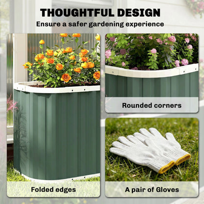 Galvanized Raised Garden Bed, Deep Root Planter Box, Outdoor Garden Bed with Plant Labels, 7' x 2' x 2', Light Green
