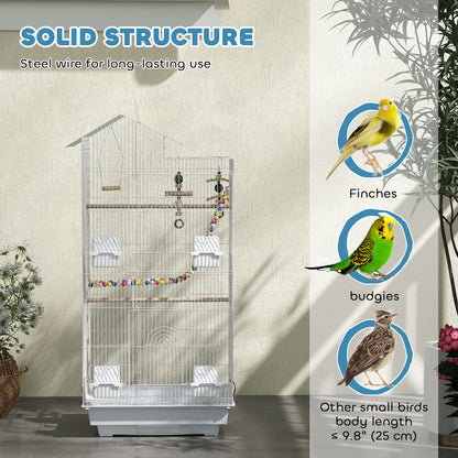 39" Bird Cage for Budgie, Cockatiel, Conure, Small Birds, with Ladder, Swing, Toys, Perches, Tray, Feeding Bowls, Handle