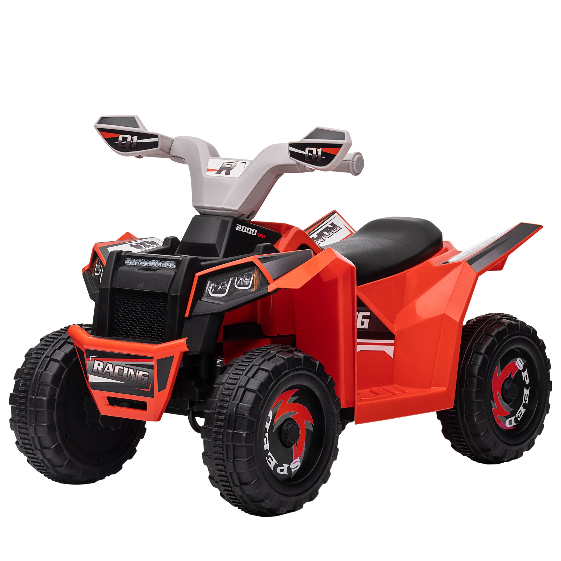 Aosom 6V Quad Kids Electric Car with Wear-resistant Wheels, for Boys and Girls Aged 18-36 Months, Red