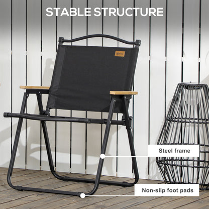Set of 2 Camping Chair, Lightweight Folding Chair, Portable Armchairs, Excellent for Festivals, Fishing, Black