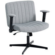 Criss Cross Chair with Flip-up Armrests, Wide Office Chair with Adjustable Height, Tilting, No Wheels, Grey