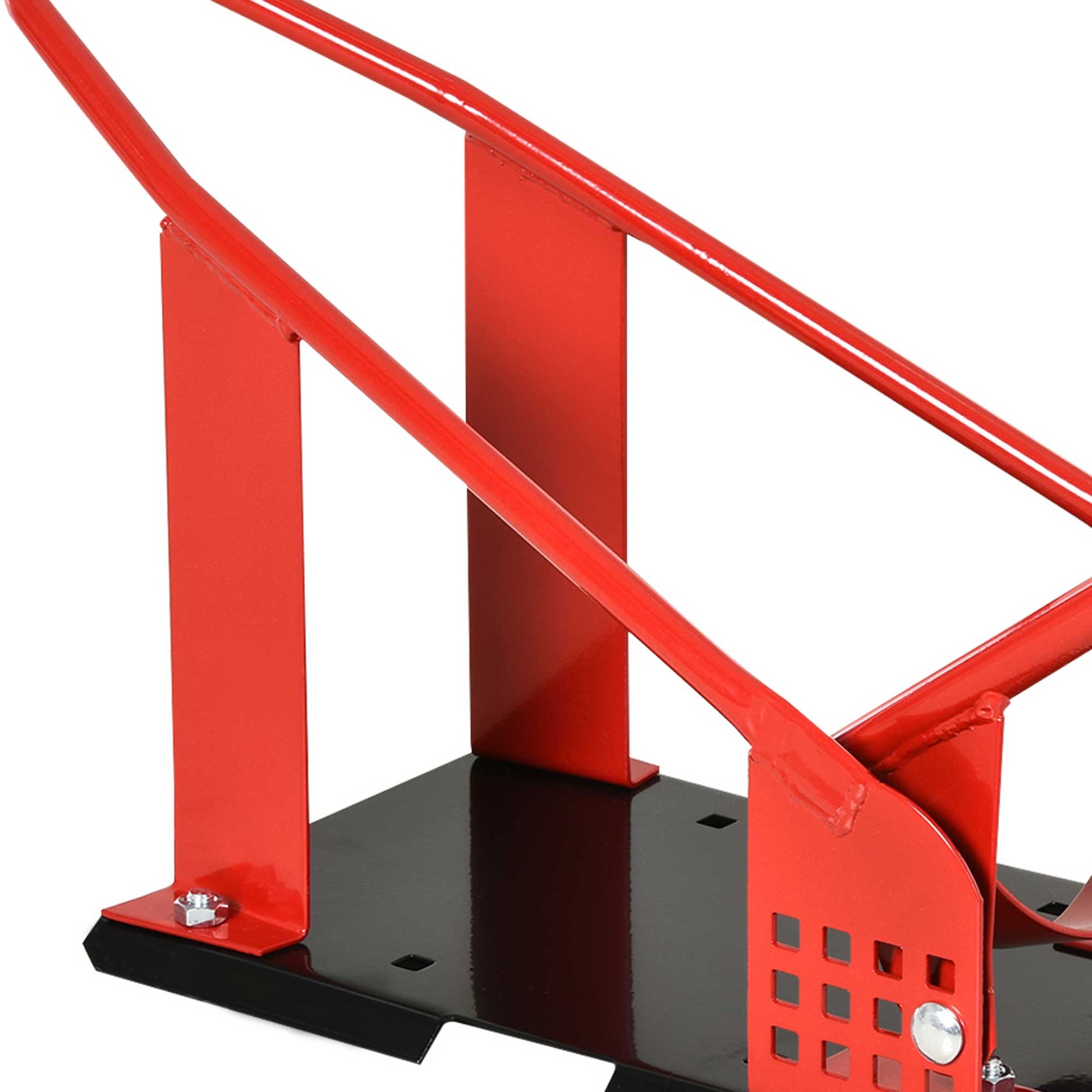 Motorcycle Wheel Chock with 12 Adjustable Pre-Drilled Holes, 990 lbs Capacity, Red