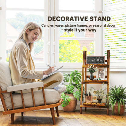 Outdoor Plant Stand, Foldable Flower Stand 3-Tier Wooden Plant Shelf for Garden Indoor Outdoor, 16" x 15" x 37"