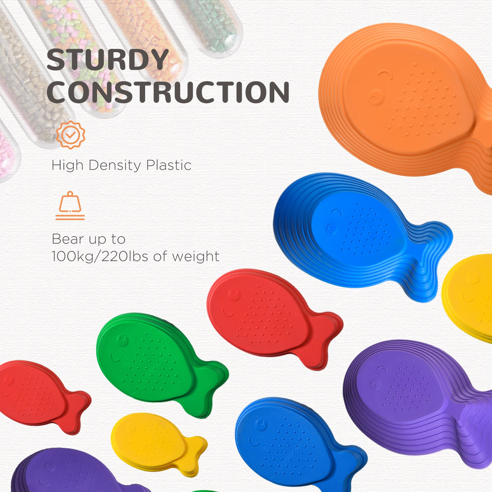 11pcs Balance Stepping Stones for Kids, Fish Style Non-slip Obstacle Course, Larger Size Stackable Balance Blocks Indoor Outdoor