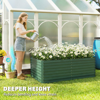 Set of 2 Galvanised Raised Garden Bed, 6 x 3 x 2 ft Metal Garden Bed with Safe Edging, Green