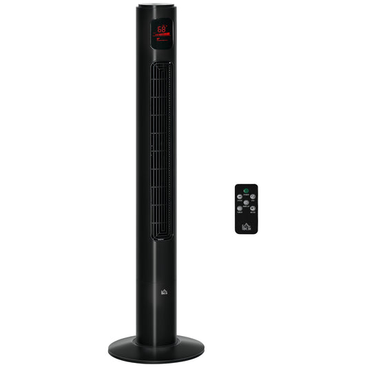 Freestanding Tower Fan Cooling for Home Bedroom with Oscillating, 3 Speed, 12h Timer, LED Sensor Panel, Remote Controller, Black
