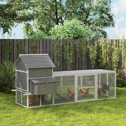 Wooden Chicken Coop with Nesting Boxes, Run, Doors, Tray, Ramp for 4-6 Chickens