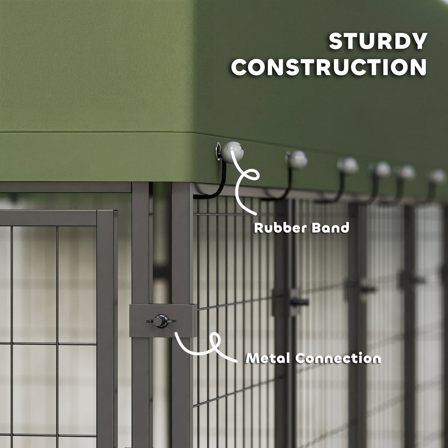 8' x 4' x 6' Outdoor Dog Kennel, Dog Kennel Outside Run with 360° Rotating Bowls, Waterproof & UV Resistant Cover Green