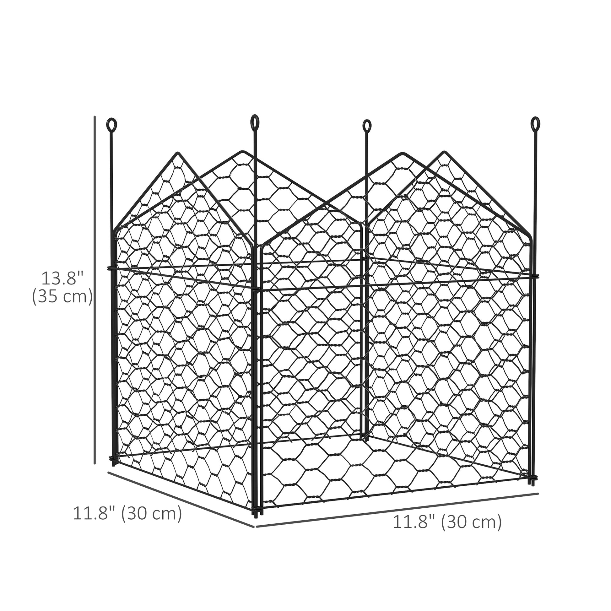 4 Pack Garden Cloches for Plants, 12" x 14" Metal Crop Cage, Plant Cages to Keep Animals Out, Black