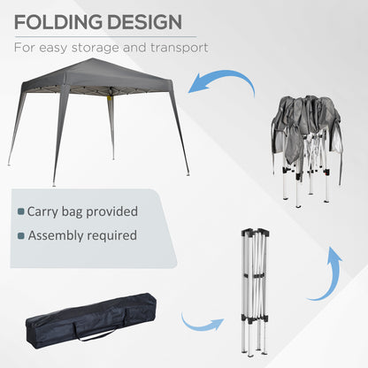 8' x 8' Pop Up Canopy, Outdoor Folding Tent, Portable Party Tent with Carrying Bag for Camping, Party, Picnic, Grey