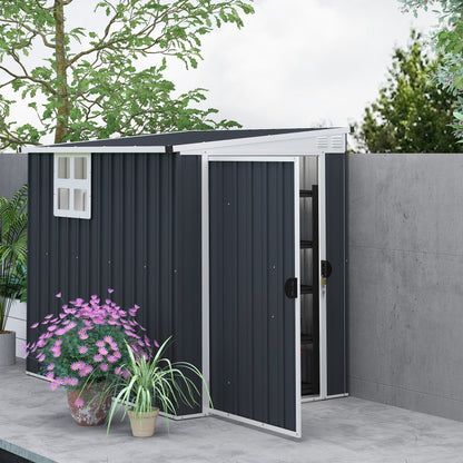 4' x 6' Outdoor Storage Shed, Metal Garden Shed with Window, 2 Vents and Lockable Door, Durable Backyard Tool Storage House for Garden and Patio Use