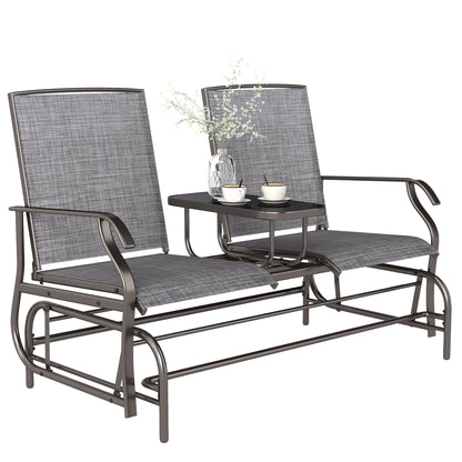 Patio Glider Rocking Chair 2 Person Outdoor Loveseat Rocker Garden Furniture Bench, Grey