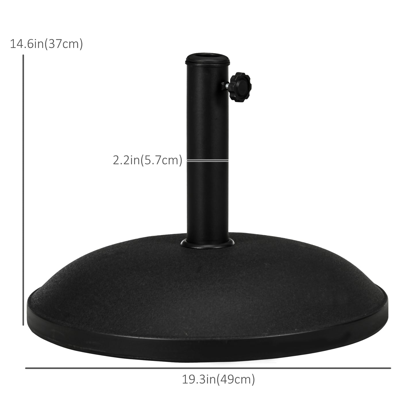 55 lbs Cement Round Umbrella Base Holder 20" Heavy Duty Parasol Stand for Patio, Outdoor, Backyard, Black